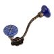 Navy Blue Wheel Flower Ceramic Antique Rope Iron Hook